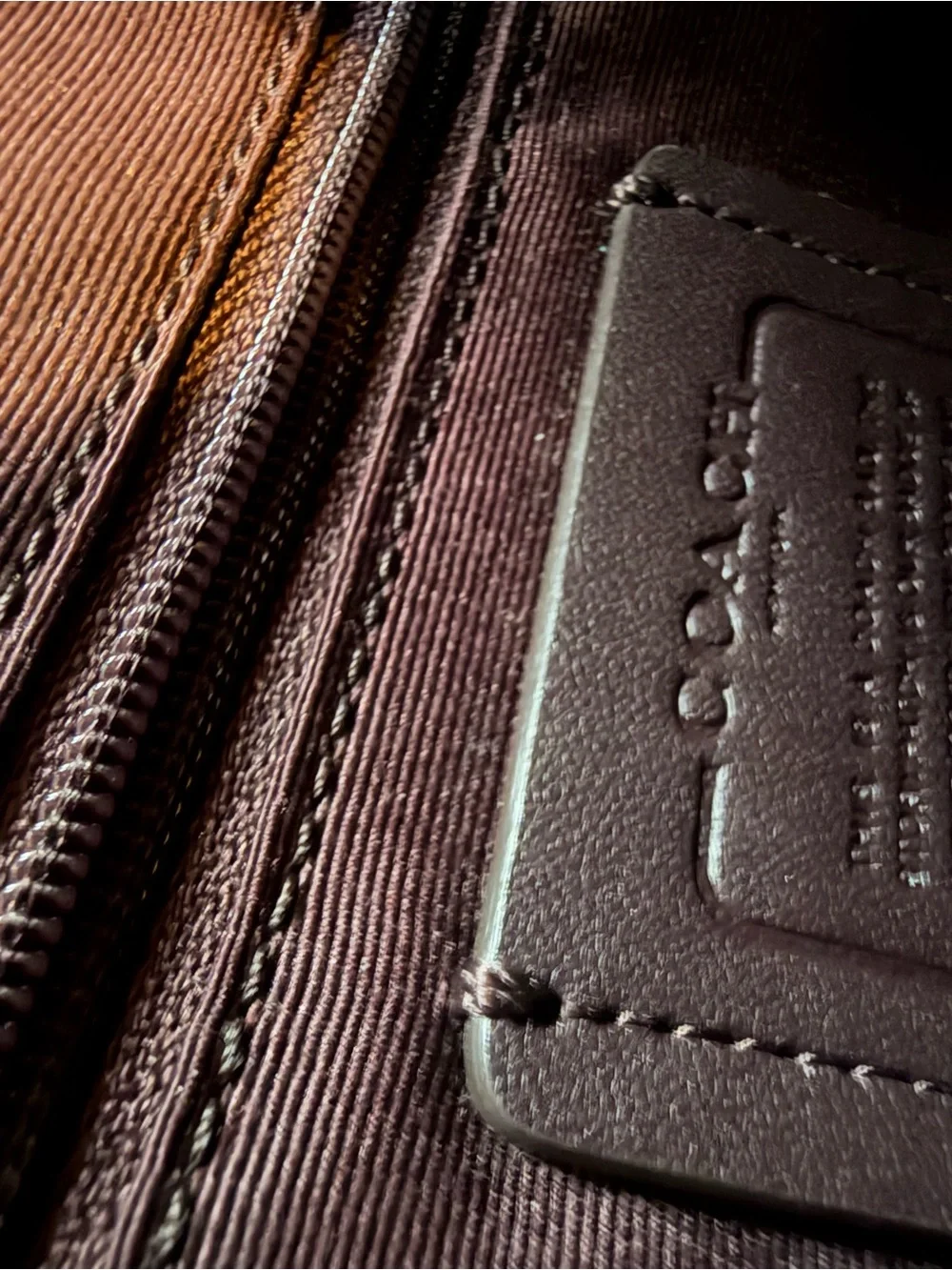 Coach Burgundy Signature Logo Canvas Backpack with Pink Stripe Coach Burgundy Signature Logo Canvas Backpack with Pink  main image 4